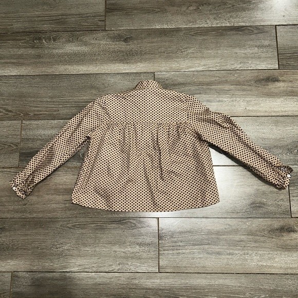 NWT Miss L Ray London Polka Dot Tan Beige Collarless Blouse - Picture 6 of 6